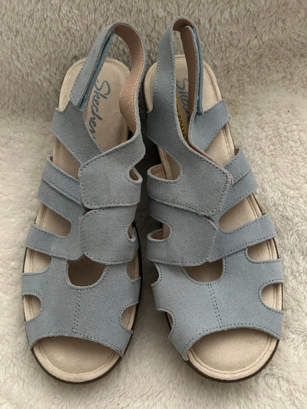 Skechers Women's Sky Blue Wedge Slingback Sandals - Picture 2 of 5
